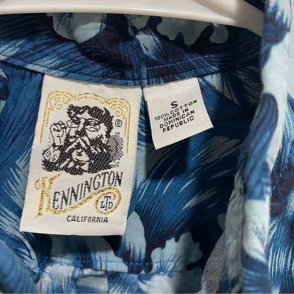 Vtg Kennington LTD CA Blue Floral Hawaiian Shirt Men's S Sm 🌟 - Picture 5 of 5